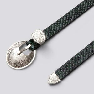 Rachel Comey Western Belt in Green Snake XS